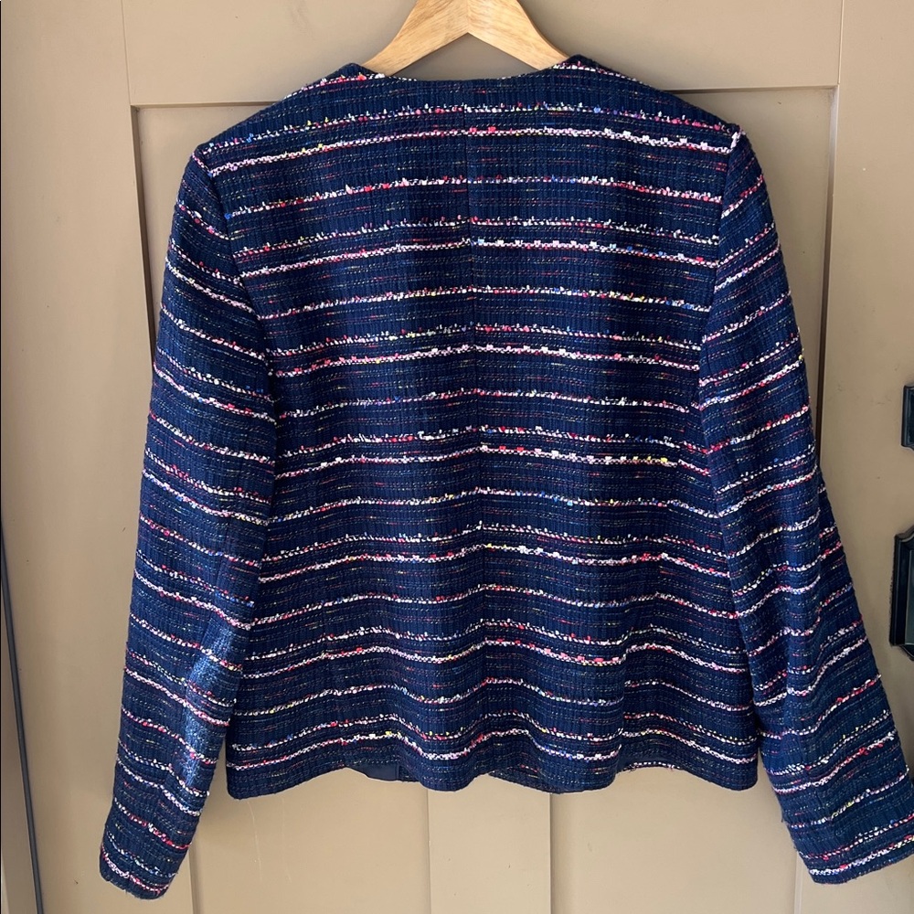 Talbots Factory 16 Navy Multicolor Tweed Blazer Striped - Picture 9 of 10